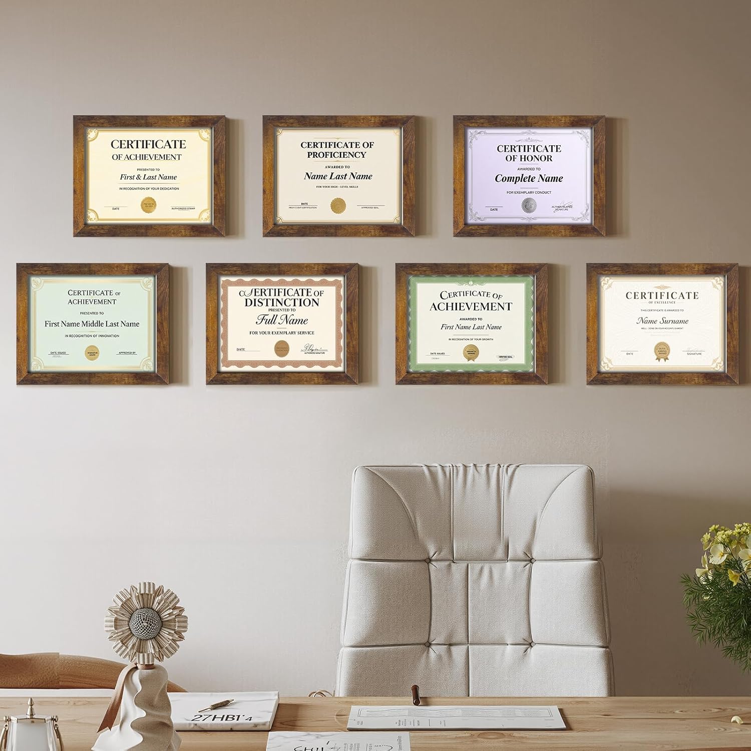 Certifications wall at Dr. Ruchita Shah